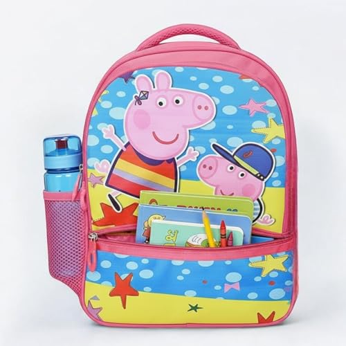 Stylbase Cartoon Printed School Bag for Boys and Girls | Waterproof Backpack Bag for Travelling Sports | Kids Bag Ideal for UKG Nursery 1st Class | School Bags for 5 7 Years 15 Inches Multicolor