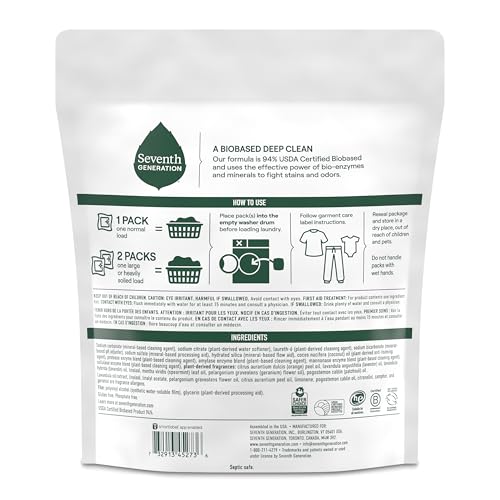 Image of Seventh Generation Lavender Laundry Detergent Packs, Biobased Deep Clean, 45 Count