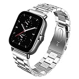 JangBe Correa para Amazfit GTS 1/GTS 2/GTS 2 mini/GTS 3 Correas, 20mm Pulsera de Metal de Acero Inoxidable para Amazfit GTR 42mm/Amazfit GTS 2e/Amazfit Bip/Bip Lite/Bip S/Bip S Lite/Bip U/Bip U Pro