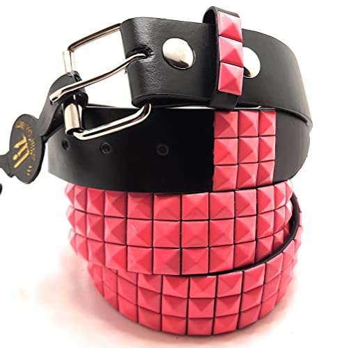 Pink Pyramid Studded Leather Belt Punk2