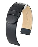Hirsch Scandic Leather Watch Strap - Black - L - 18mm / 18mm - Shiny Silver Buckle - Calf Leather...