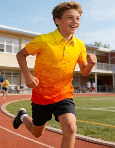 westwolf Boys Hawaiian Polo Shirt Golf Clothes Orange Gradient 7-8 Years - image 3