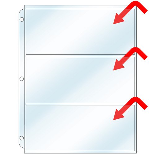 StoreSMART - Página de envelope de colecionador para fichários de 3 anéis - Três bolsos de 8 x 21 cm