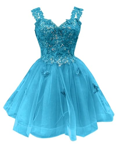 Image of Youjiayi 3D Butterfly Short Homecoming Dresses for Teens Off Shoulder DAMA Dresses for Quinceanera Glitter Sequin Prom Dress