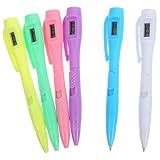 OATIPHO 6Pcs Ballpoint Pens with Digital Clock Timer Fine-Point Writing Exam Tool School Stationery Pen for Students and Office Use with Blue Ink
