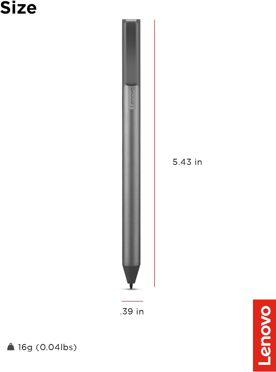 Lenovo USI Stylus Pen, Chrome OS Support, 4,096 Levels of Pressure Sensitivity, 150 Days Battery Life, AAAA Battery, Works with Chromebook, GX81B10212,Grey
