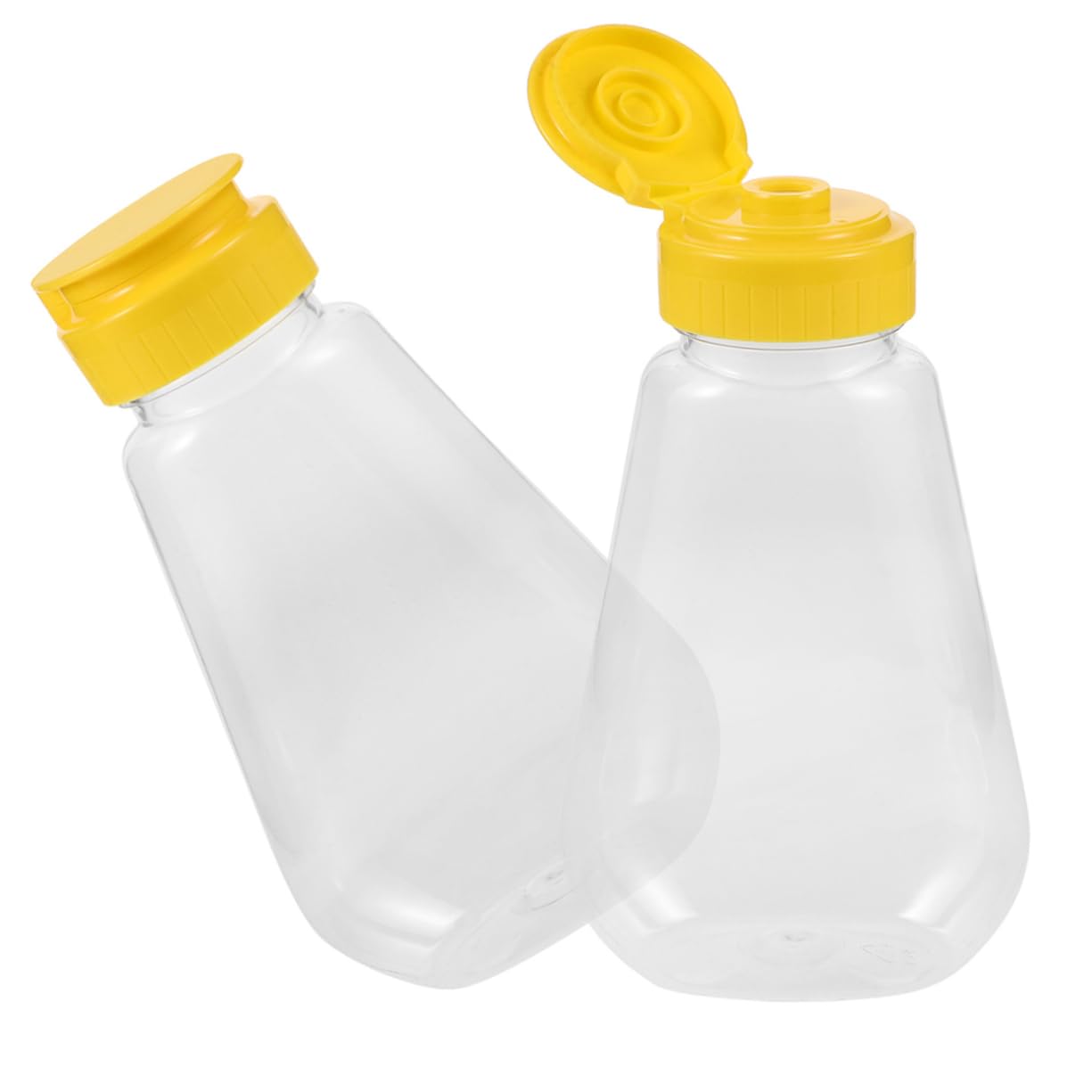MERRYHAPY Ergonomic Honey Dispenser 2 Pack of Plastic Squeeze Bottles for Sauce Mustard Ketchup Salad Dressing Leak Proof Lid