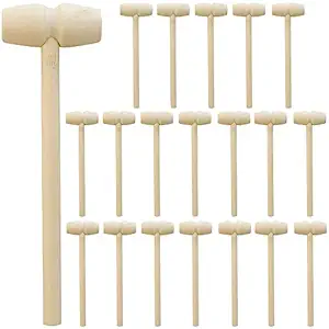 NODG 20 Pcs Mini Wooden Hammer Wooden Solid Crab Lobster Mallet Small Wooden Mallet Shell Wood Cracker Hardwood Hammer Pounding Toy for Breakable Heart Cracking Seafood Chocolate for Kids