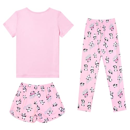 Image of Mirawise Girls 3 Pc Pajamas Sleepwear Cotton Pjs Clothes Set 4-13 Years