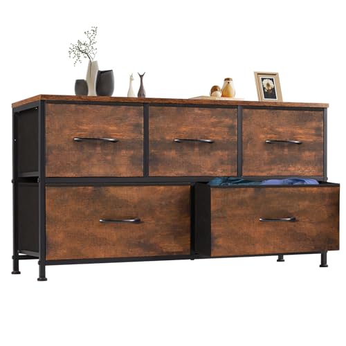 OLIXIS Dresser for Bedroom with 5 Drawers, Wide Chest of Drawers, Fabric Bedroom Dresser with Drawer...