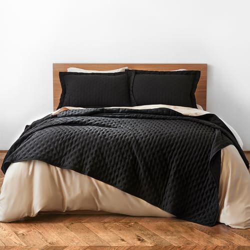 Lista de Colchas Coppel disponible en línea para comprar. 42 Smart Bamboo: Colcha Reversible Modelo Bliss/Ligera, Suave y Resistente/Relleno Elaborado con Materiales 100% Reciclados + Fundas de Almohada (Negro, Matrimonial/Queen)