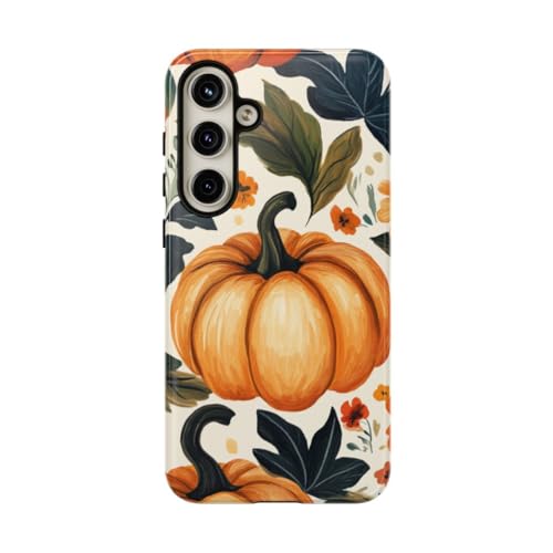 Coque Samsung S24 Plus citrouille orange floral motif automne rigide
