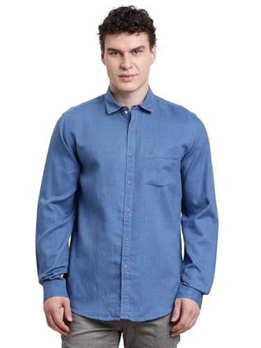 Image of Turtle Men Slim Fit Printed Cotton Lyocell Casual Shirt
