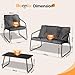 Bonnlo Gartenmöbel Set 4 teilig, Balkonmöbel Set mit für 4 Personen (3 Stühle und 1 kleinen Tisch), Terrassenmöbel für Veranda, Garten, Poolbereich, Balkon oder Hinterhof, Grau