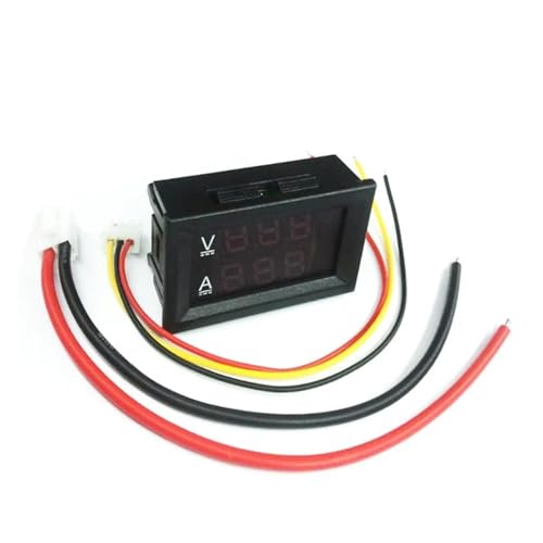 交流電圧表示デジタルLED電圧計 DSN-VC288 DC 0-100V 10A 50A 100A LED デュアルデジタルメーター 電圧 電流 家庭用ツール(Red and blue-10A)