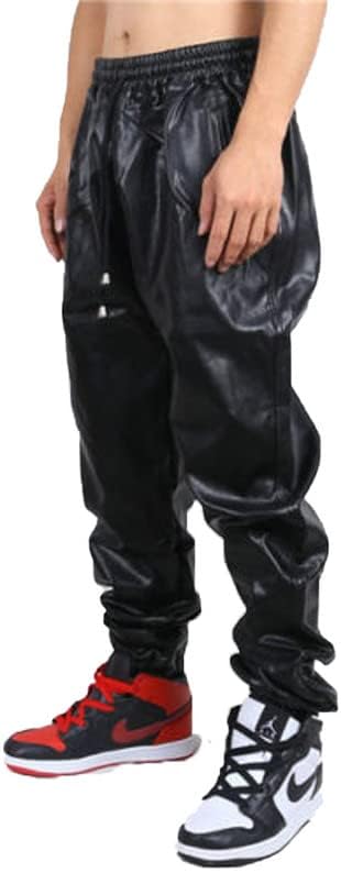Leather Trens Lambskin Leather Elegant Men's Atheletic Black Color Casual, Party Sweat Pant LTSP55