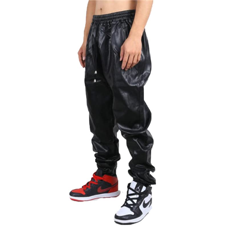 Leather Trens Lambskin Leather Elegant Men's Atheletic Black Color Casual, Party Sweat Pant LTSP55