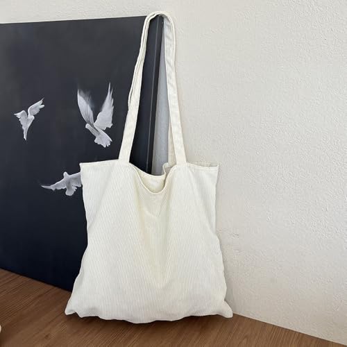 Women's Corduroy Handbag, Open Bag for Easy Access, Large Capacity Casual Shoulder Bag