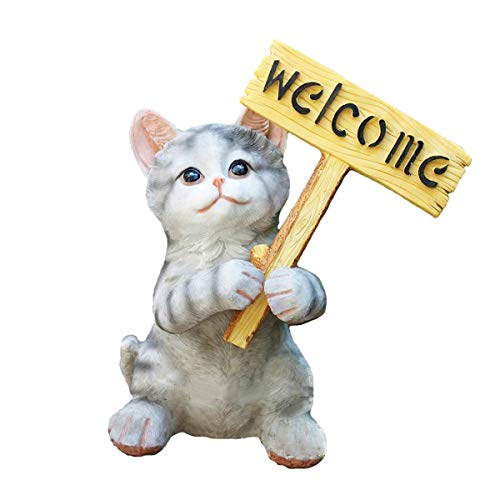 Amazon.co.jp: Posee 屋外 像 装飾 ウェルカムボード 猫 庭 彫刻 芝生