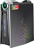 【RGB-Lichteffekt und hocheffizientes Kühlsystem】 Gaming Small PC bietet drei verschiedene Beleuchtungsmodi zur Auswahl. Sie können Ihren bevorzugten Lichteffekt entsprechend Ihrer Stimmung auswählen. Dieser Mini-PC verfügt über ein Kühlmodul aus einer Mischung aus High-Tech-Kupferlegierung für eine effiziente Wärmeableitung