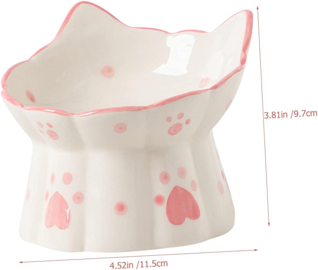 Wakauto 2pcs Elevated Ceramic Pet Food Feeder Bowls with Neck Protection Tilted Raised Design for Spill Prevention Capacity Food and Water Bowls for Cats and Dogs