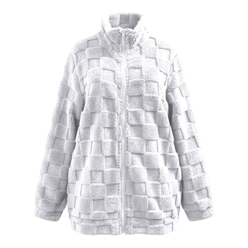 Chaqueta de invierno para mujer, forro polar, chaqueta de invierno, tallas grandes, chaqueta de forro polar para mujer, abrigo de forro polar para exteriores, Blanco, 3XL