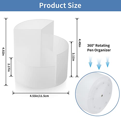 Image of Desk Pencil Pen Holder, 3 Slots 360-Degree Spinning Organizers, Desktop Storage Stationery Supplies, Cute Cup Pot for Office, School, Art Supply, Kids - Clear