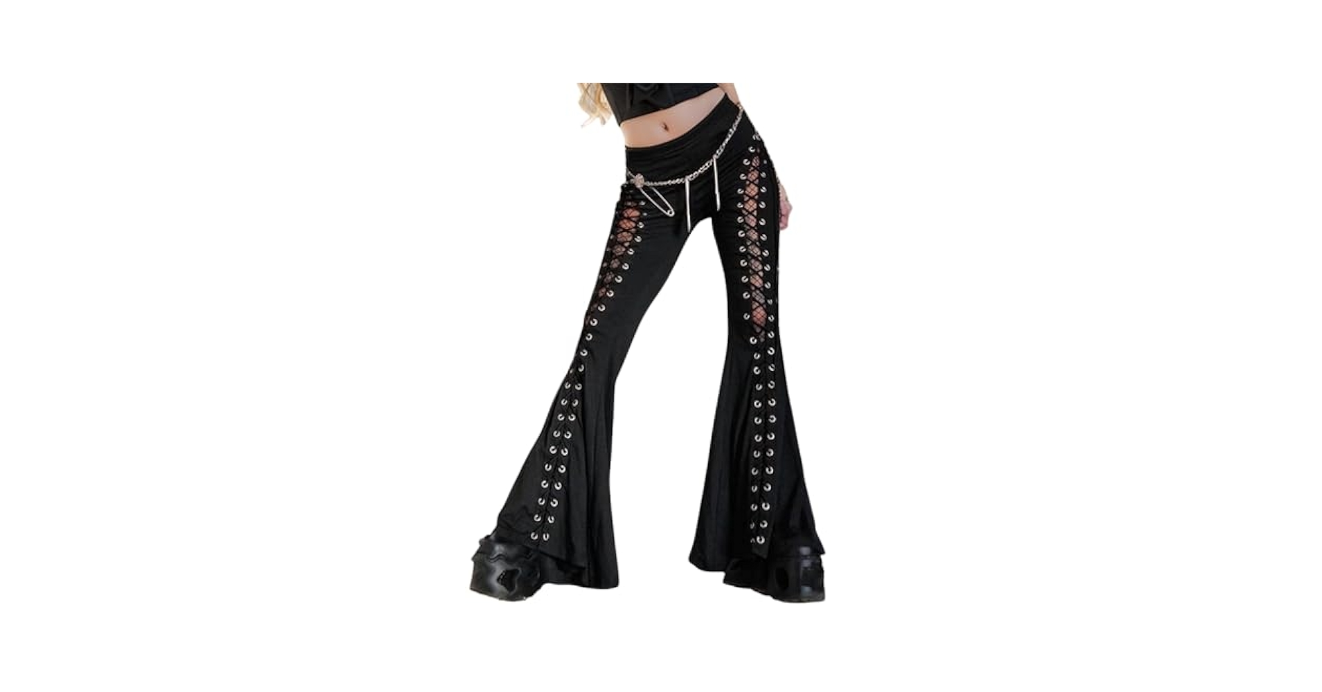 Amazon.com: Allpunkall Gothic Bell Bottom Pants Women Flare