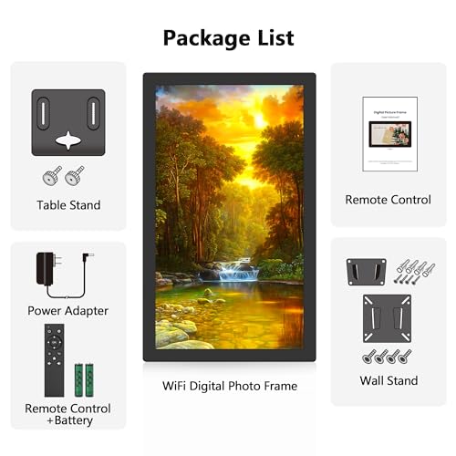 Fangor 215KZ 21.5 Inch Large Digital Picture Frame, Wifi Digital Photo Frame 1920X1080 Fhd Ips Display With Remote Control, 32Gb Auto-Rotate, Wall Mounted, Share Photos/Videos Via Uhale App/Usb/Sd thumb #7