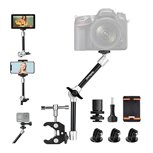11" Adjustable Robust Articulating Friction Magic Arm , DSLR / Mirrorless / Action Camera / Camcorder / Smartphone / LCD Monitor Video Vlog Rig w/ Clamp Holder Mounts Kit fit for GoPro iPhone Arlo etc