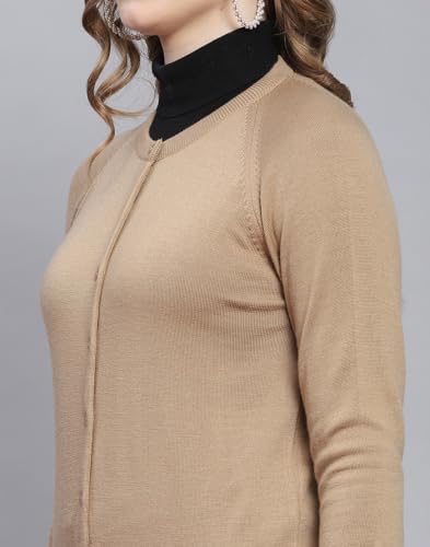 Image of Monte Carlo Women Regular Fit Full Sleeve Solid Round Neck Winter Cardigan (Pack of 1)