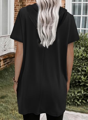 Dokotoo Womens Tops Dressy Casual Short Sleeve Oversized Tshirts Summer Hoodie Dress Tunics Tops Loose Fit Long Shirts2