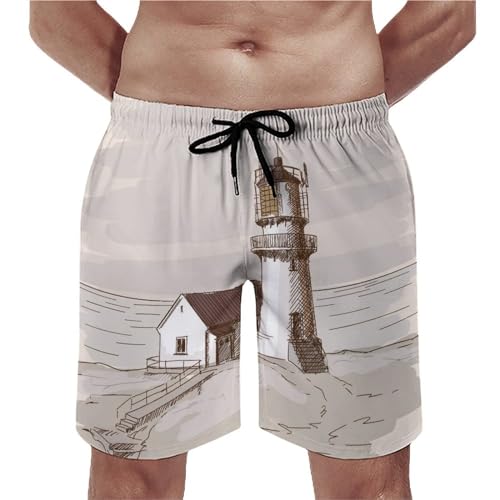 Shorts de bain homme phare rétro maillot de bain S séchage rapide