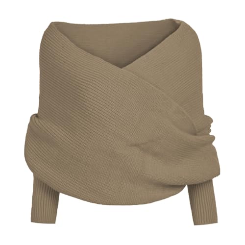 Icegrey Schal mit Ärmeln Strick Ärmelschal Winter Warm Gestrickt Schals Umhang Wrap Schal Shawl Cape Strickschals Pulloverschal Freizeit Sweater Scarf Khaki