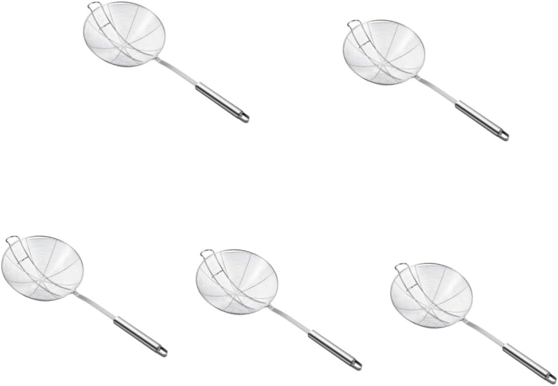 5pcs Oil Strainer Slotted Spoons for Cooking Stainless Steel Strainers Hand Pasta Drainer Easy to Use