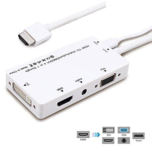 Cablecc HDMI to VGA/Audio/HDMI/DVI 4in1 Dongle Adapter Multiport Splitter Converter For PS3 HDTV PC Monitor Projector
