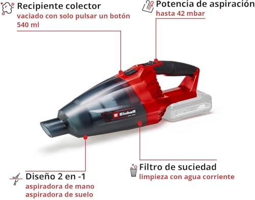 Aspiradora de mano Einhell inalámbrica con soporte de pared y tres boquillas intercambiables 4