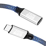 Charge ultra rapide max 240 W : notre câble d'extension USB C prend en charge la charge rapide 240W 48V/5A,adapté au câble/chargeur USB C 140W/100W/65W/30W,vitesse de charge plus rapide que 60W/100W,ce qui peut prolonger la distance,augmenter le plaisir de la vie et rendre le salon/bureau plus rangé. Si la puissance de charge maximale ne peut pas être atteinte,veuillez inverser le sens du connecteur de la prise et le brancher pour l'utiliser.
