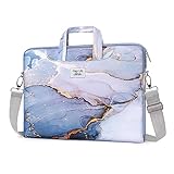 MOSISO Laptop Shoulder Bag Compatible with MacBook Air 15 inch M2 A2941 2023/Pro 16 2023-2019 M2 A2780 M1 A2485 A2141/Pro 15 A1398, 15-15.6 inch Notebook, Messenger Bag with Belt Marble MO-MBH289