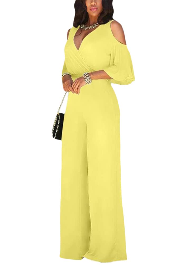 ORANDESIGNE Monos de Vestir Mujer Pantalones Largos Elegante Verano Tallas Grandes Mono de Manga Corta Jumpsuit Monos Fiesta Playsuits con Cinturón Clubwear Monos