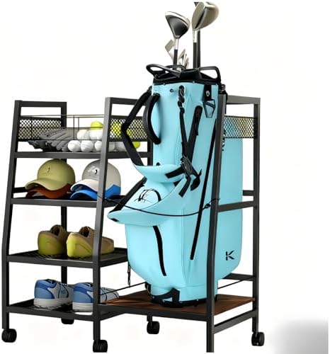 TEKXDD Golf Bag Storage Garage Organizer with Wheels|Suitable for...