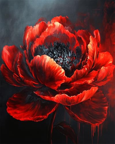 Kit broderie avec perles pivoine rouge pour décorer votre salon chaleureux