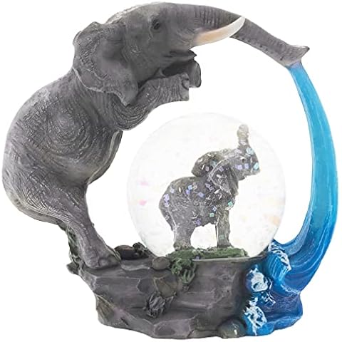 Elanze Designs Elephant Bath time Fun Magical Whimsical Tabletop Dresser Nightstand Figurine Miniature 45MM Sturdy Polyresin Glitter Water Snow Globe Decoration Cover