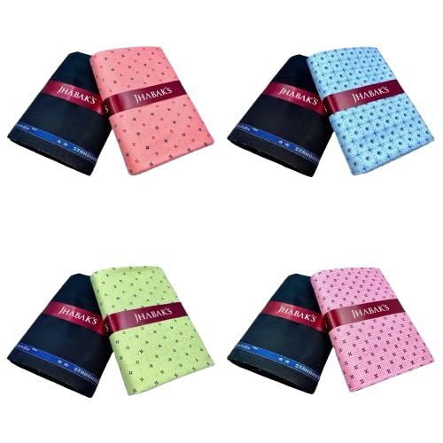 Unstitched Polyester Shirt & Trouser Fabric - 2.25m Shirt Piece - 1.20m Pant Material (Pack of 4 Combo Set) B