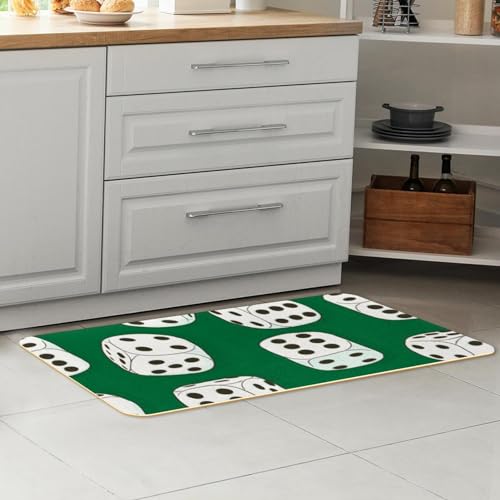 Tapis absorbant cuisine antidérapant lavable lot de 2 tapis verts dés
