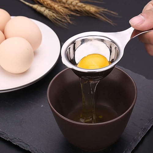 Image of Egg Separator Egg Yolk White Filter Food Grade Egg Divider Stainless Steel Egg Sieve Kitchen Gadget Cooking /Baker Tool Egg Extractor (13 x 7 x 2.8 cm)
