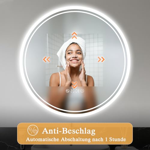 Miroir de salle de bain design rond LED Ø 50 cm haut de gamme - 6