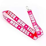 Cute Pink Wife, Mom, BOSS Keychain Lanyard Keyring ID Badge Holder LYN-142 (2 Lanyards)
