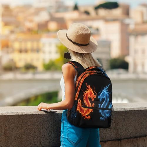 Red Blue Fire Dragon Kids Backpack, Lightweight School Bookbag Large Capacity Laptop Backpack Water Resistant Daypack Shoulder Bag for Teenager Boys Girls4