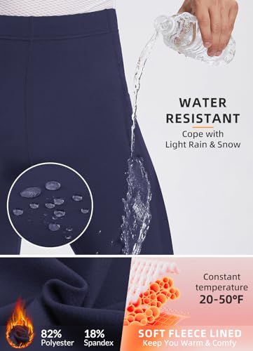 Image of baleaf Men's Winter Running Tights Thermal Cycling Pants Water Resistant Fleece Leggings Zipper Pockets Cold Weather Gear
